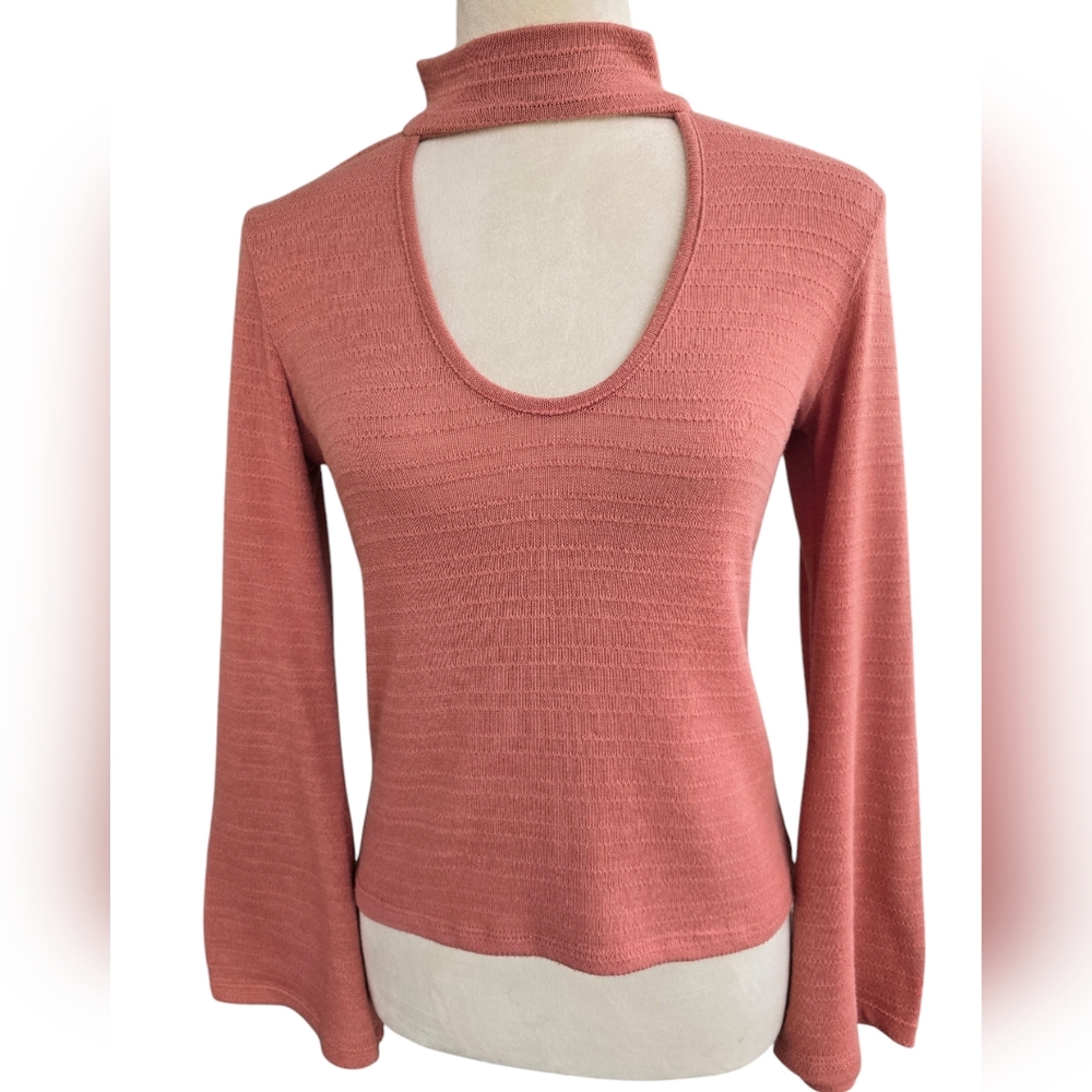 Charlotte Russe Strappy Back Rose/Orange Mock Neck Sweater Size XS